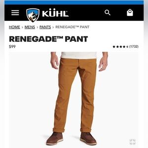 Men’s Kühl Renegade Hiking Pants Size 30 x 30